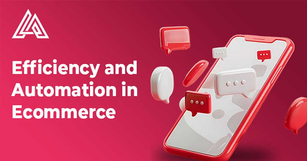 Cellphone with 3d chat icons popping out in red and white color theme with text and company logo on red gradient background